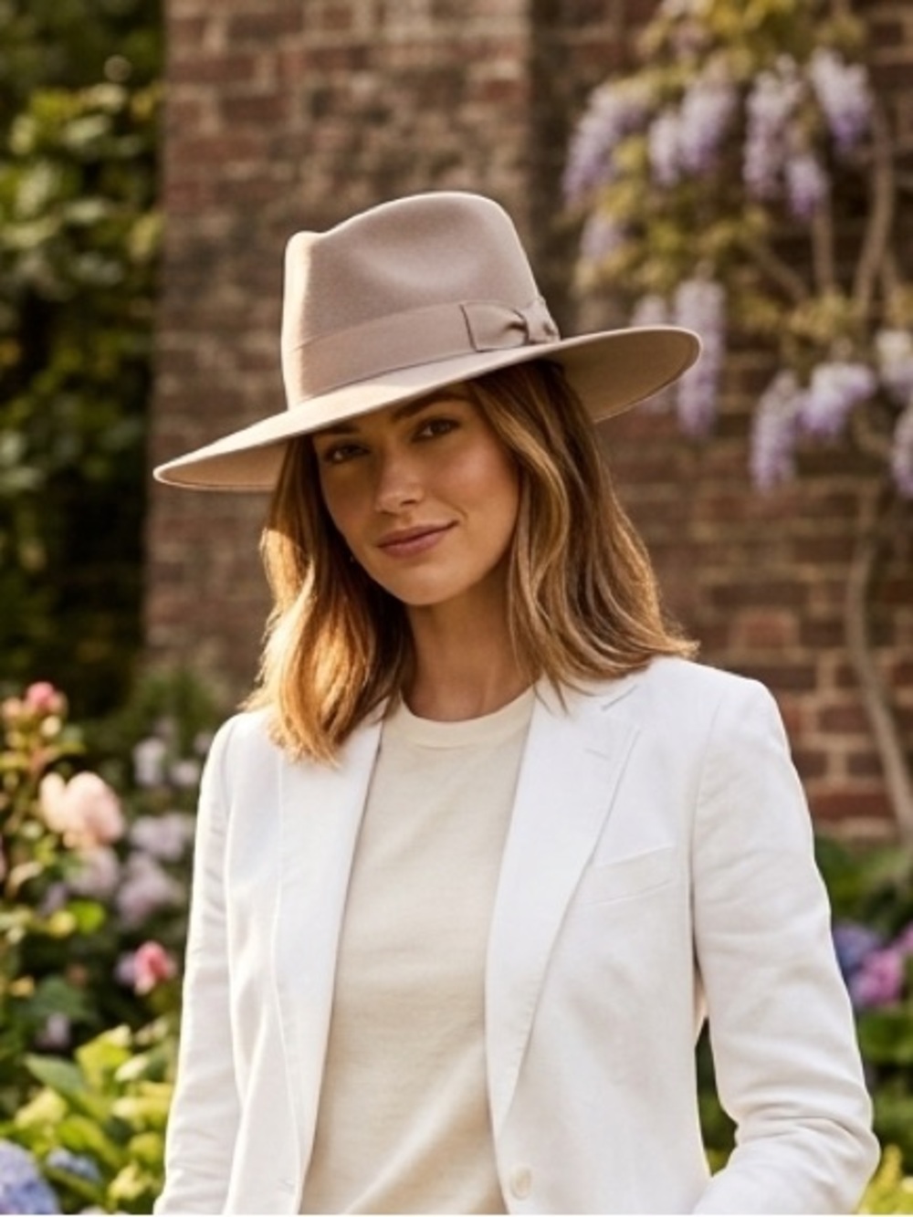 NWT Wyeth Taupe 100% Australian Wool Adjustable Fedora Wide Brim Hat